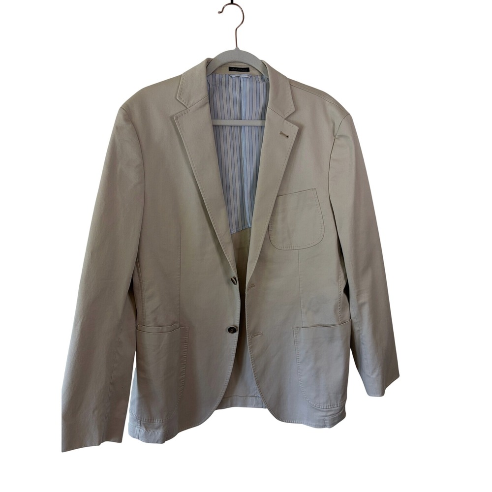 Flynt Bateman Mens Tan Cotton Blend Two Button Sport Coat Blazer Jacket 44R